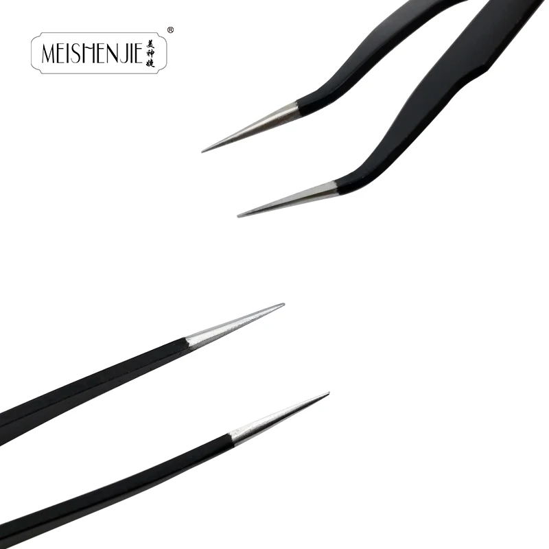 MEISHENJIE 1PC Stainless Steel Curved Straight Eyebrow False Eyelash Tweezers Nail Art Extension Makeup Tool Eeyelashes Tweezers 4