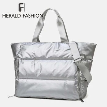 

Winter new Large Capacity Shoulder Bag for Women Waterproof Nylon Bags Space Pad Cotton Feather Down Large Tote Female Handbags