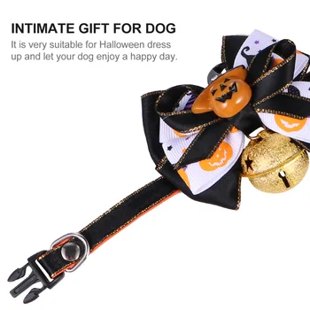 

Halloween Dogs Collar Pumpkin Neck Strap Funny Pets Collar Necktie with Bells