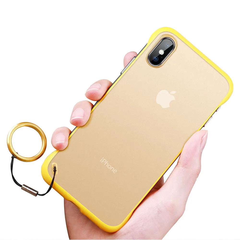 Frameless Transparent Matte Hard Phone Case For iPhone 11 Pro X XS Max XR 7 6 6S 8 Plus Cover With Finger Ring strap Accessories (2)