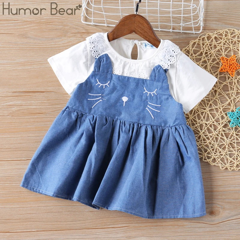 

Humor Bear 2019 Autumn Girls Dress Children Clothes Baby Girl Cute Princess Dress Fake-2PCS Girls Clothing