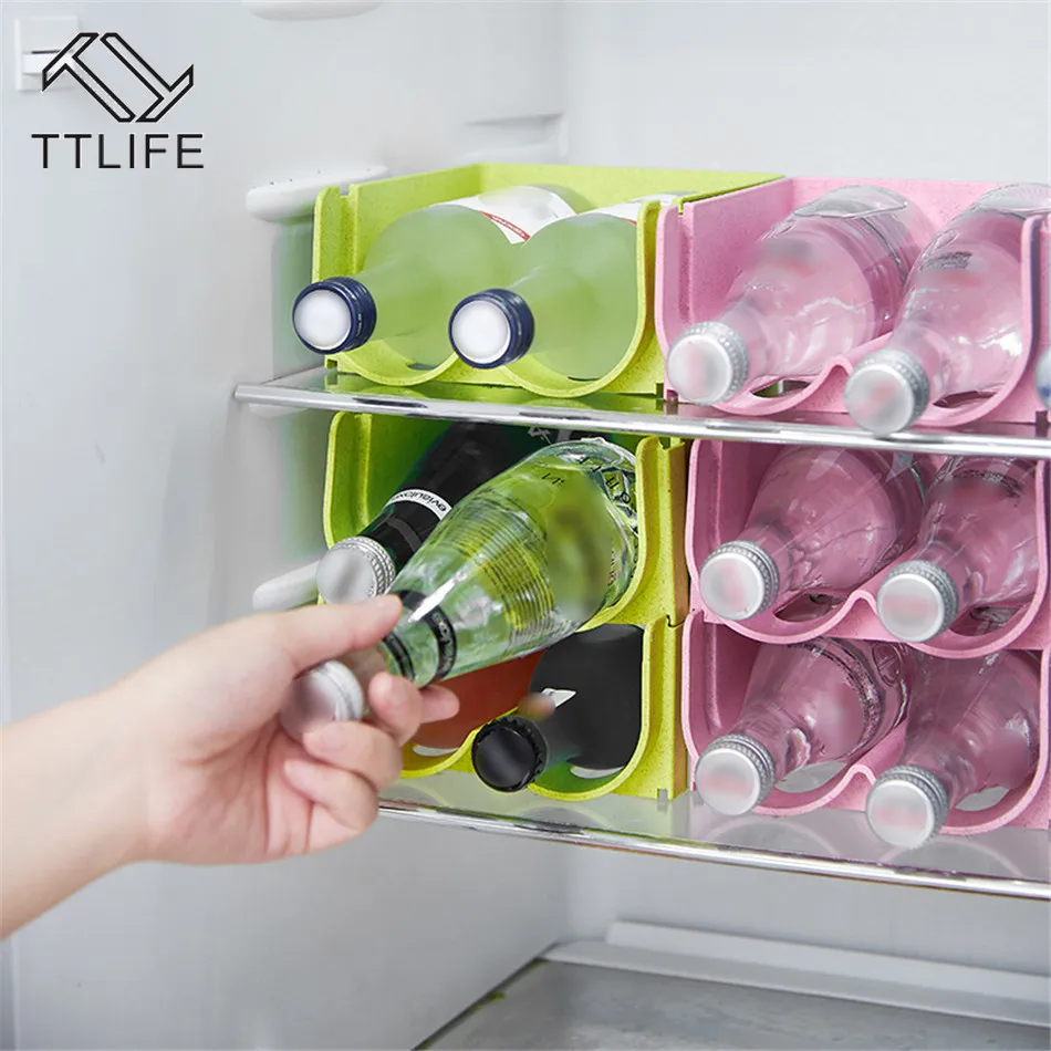 

TTLIFE Fridge Storage Beverage Box Kitchen Refrigerator Space Saver Organizer Hollow Two Grids Drinking Plastic Storage Boxes