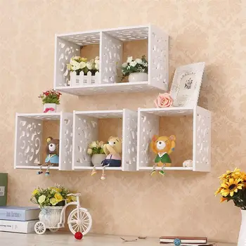 

Creative Bookshelf Partition Decorative Shelving Hollowed Out Wall Shelving Size M White