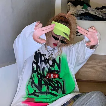 

Black Printed Japanese Funny Printed White Party Cool Pullover Women Punk Party Cool Hip Hop Tee Female Couple Men Cool Tops