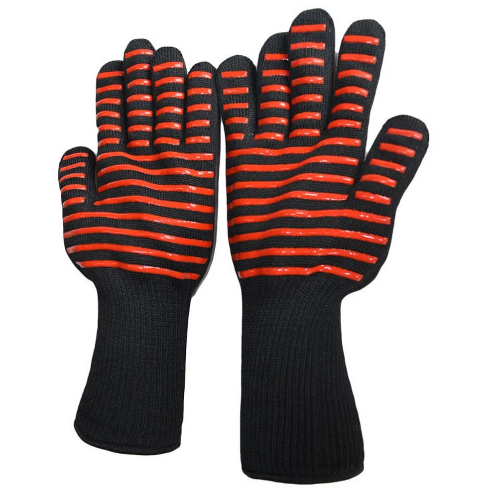 1Pair food grade Heat Resistant Silicone Kitchen barbecue oven glove Cooking BBQ Grill Glove Oven Mitt Baking glove
