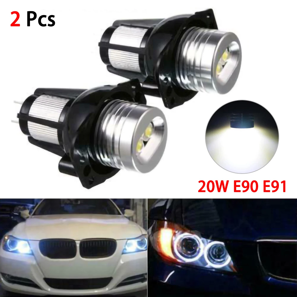 2pcs 20W/2pcs LED Headlights Angel Eye Halo Ring Lamp Bulbs for BMW E90 E91 05-08 Running Lights White 12V Car Accessories | Автомобили и