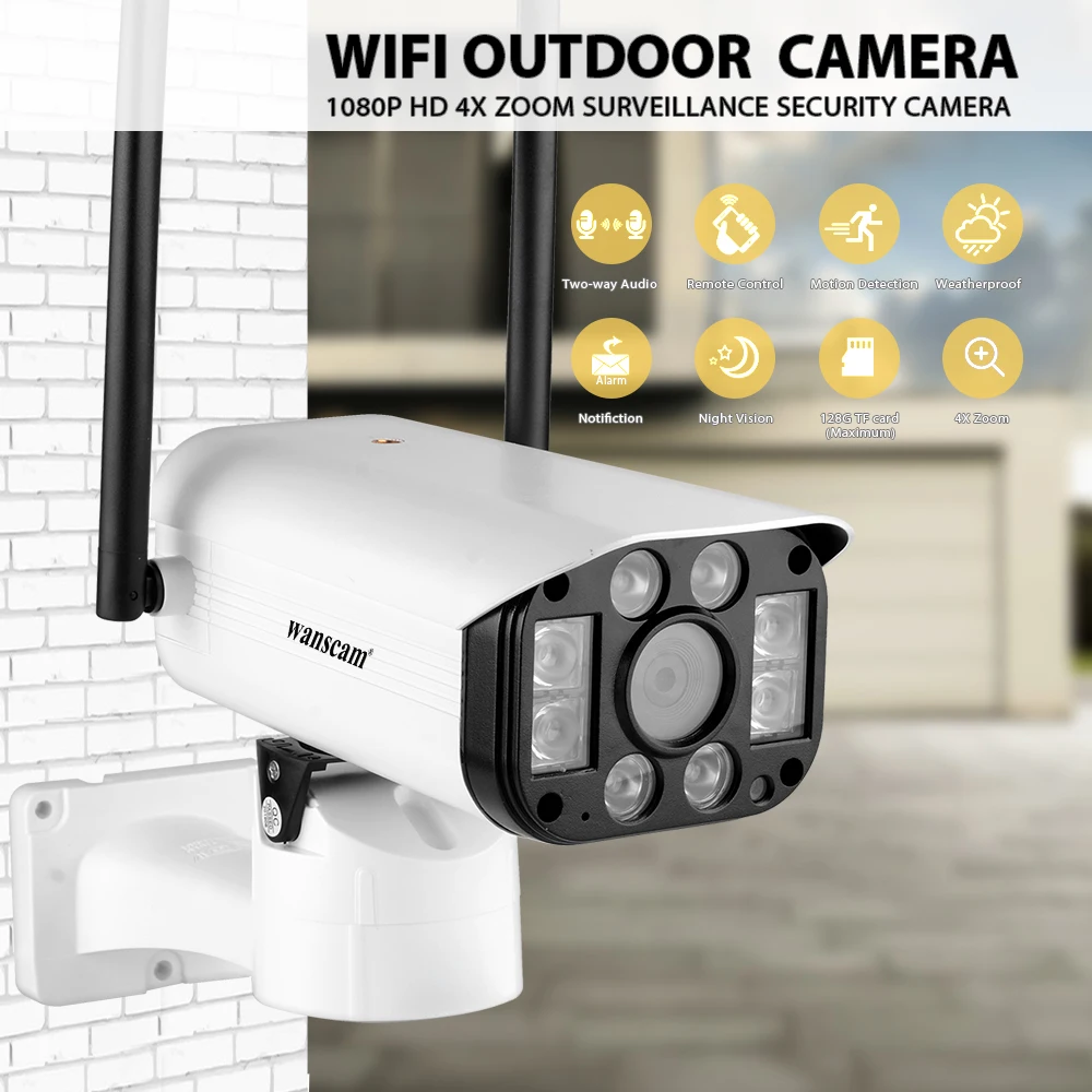 

WANSCAM K25 PTZ 1080P IP camera 4 Infrared Light Outdoor Waterproof Motion Detection Remote Control Wireless 4X Zoom security
