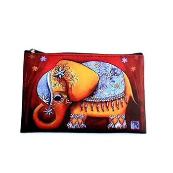 

Cartoon Printed Faux Leather Rectangle Fashion Zipper Coin Purse Mini Wallet with Keyring