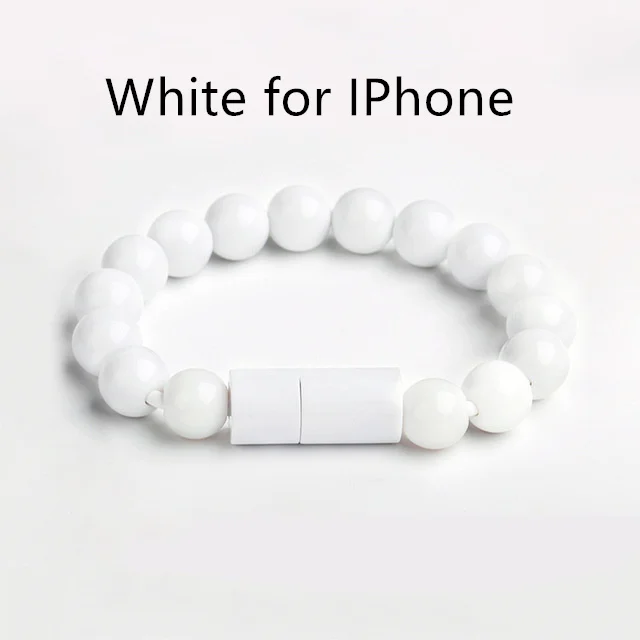 white for iphone Micro USB кабель бусины браслет для samsung Galaxy S9 S8 S7 S6 носимые бисерные ювелирные изделия для Iphone X 7 8 Plus Тип C телефон ремни - Цвет: white for iphone