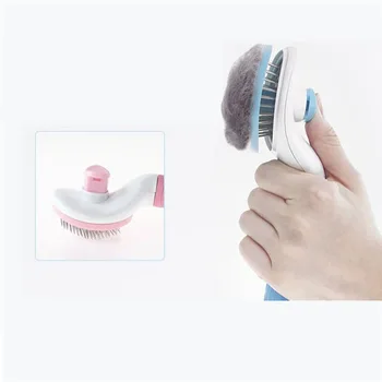 

Soft Handle Pet Comb Stainless Steel Needle Dog Brush Automatic Cleaning Pet Hair Removal Brush Pet Cleaning Supplies