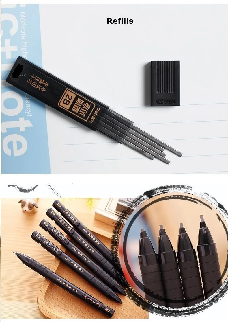Толстая плоская головка механический стук карандаш 2B заправки студентов Examnation автоответчик компьютер легко определить Deli S700