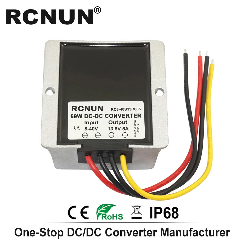 8-40V to 13.8V 5A RCNUN DC 8-40V к DC 12V 13,8 V 1A 3A 6A 10A 15A 20A 25A повышающий понижающий преобразователь стабилизатор напряжения CE RoHS для автомобилей на солнечной батарее - Цвет: 8-40V to 13.8V 5A