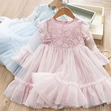 Платье принцессы для девочек с вышивкой, цветок-колокольчик, рукав, одежда с оборками, пачка ярких цветов, вечерние платья в западном стиле, модное красивое детское платье