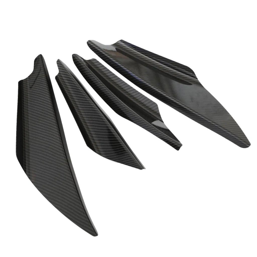 4X Durable Carbon Fiber Front Bumper Lip Splitter Fin Car Body Refit Trim