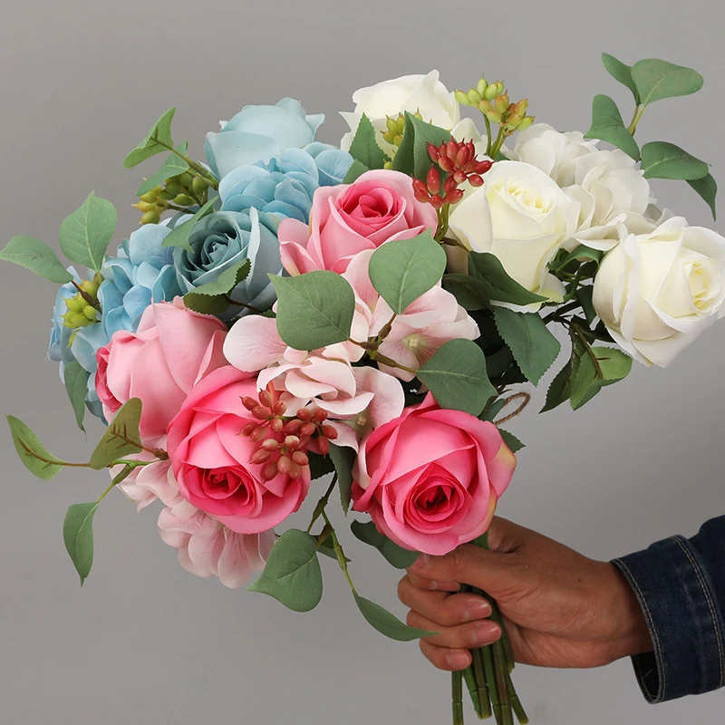 Buquê de flores artificiais para decoração caseira, ramo de flores falsas  baratas para decoração interna e casamento|Plantas artificiais| - AliExpress