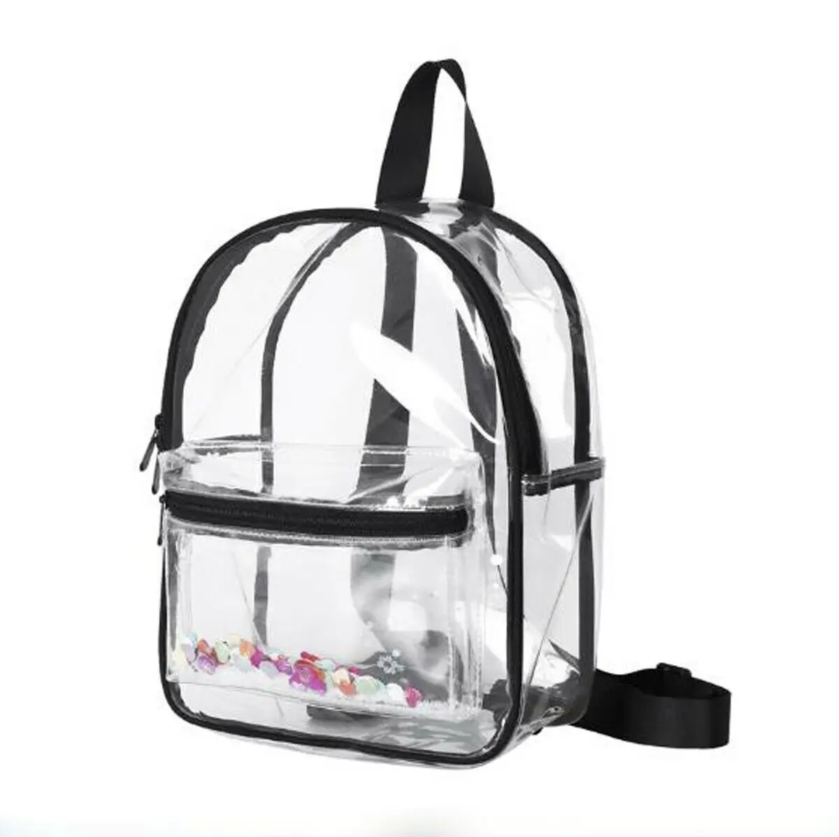 Прозрачные сумки рюкзак из чистого ПВХ путешествия школьная сумка, рюкзак безопасности унисекс - Цвет: Черный