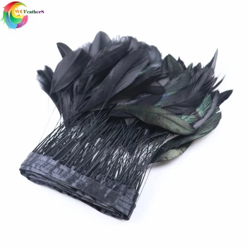 

10 Yards Black Stripped Coque Rooster Tail Feather Trim Ribbon Wedding Dress Decoration DIY Clothing Accessories