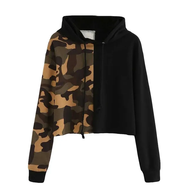 Sudaderas cortas de camuflaje con capucha para mujer, sudaderas ajustadas  para equipo de baile para chicas, jerséis deportivos de manga larga de  retazos con capucha, Tops informales de invierno|Sudaderas con capucha y