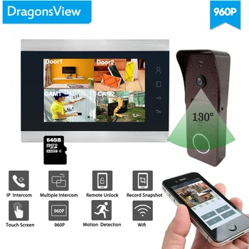 

Dragonsview 7 inch AHD Wifi Video Intercom Wireless Video Doorbell Camera Door Phone System 960P HD Record SD Card Motion
