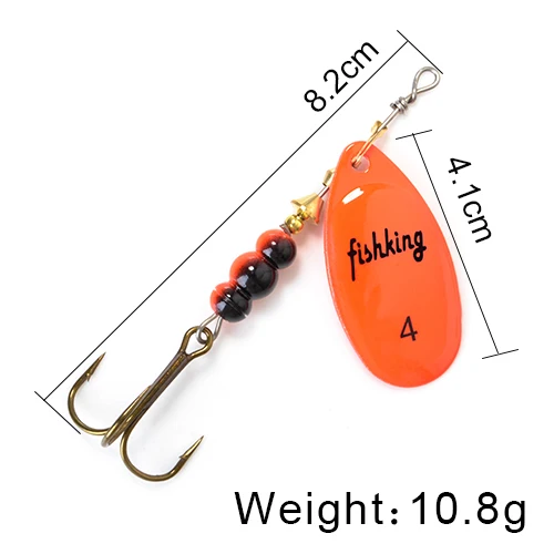 FISH KING Spinner Bait 3.9g 4.6g 7.4g 10.8g 15g Spoon Lures pike Metal With Treble Hooks Arttificial Bass Bait Fishing Lure as photo
