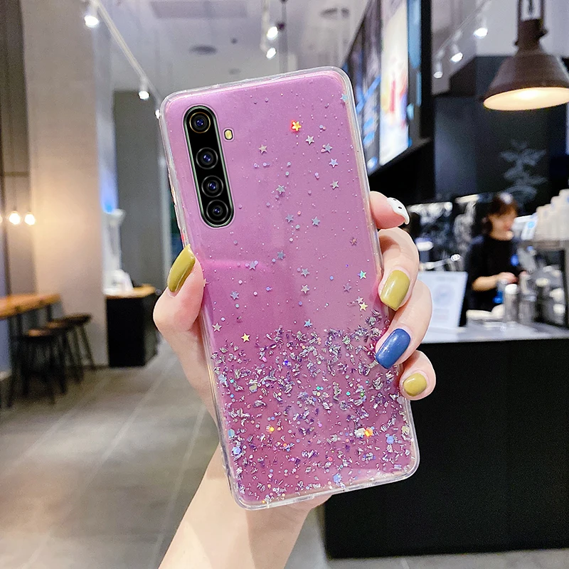 Purple Realme 7i Back Cover Stylish Glitter Realme 7i Back Cover