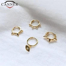 925 пробы, серебряная Геометрическая Бусина Серьги-заклепки для женщин, круглый крест, маленькие серьги-кольца, ювелирные изделия для ушей