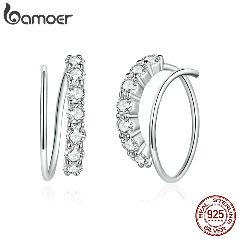 Женские серьги-гвоздики bamoer из серебра 925 пробы с простым геометрическим