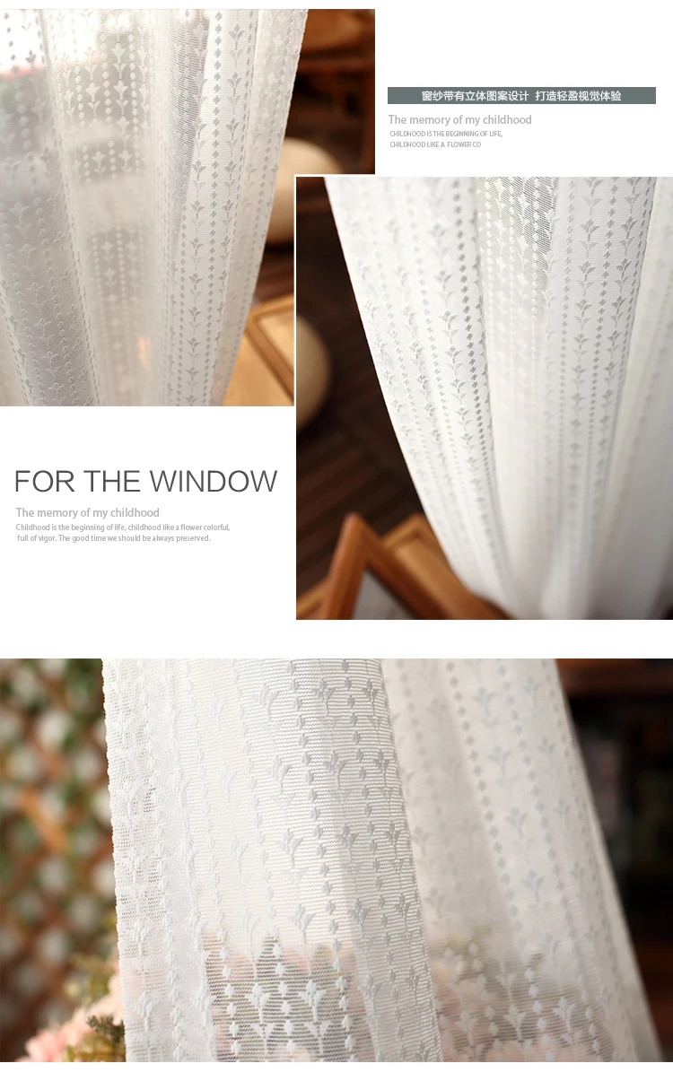 Korean White Embroidered Voile Curtains For Bedroom Window Curtain For Living Room Sheer tulle Curtain Blinds Custom Made Drapes