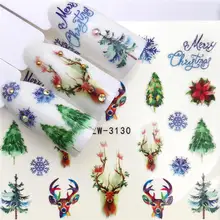 FWC 1 Sheet Christmas Snowflake Nail Sticker Santa Claus Deer Pattern Transfer Sticker Manicure Nail Art Decals