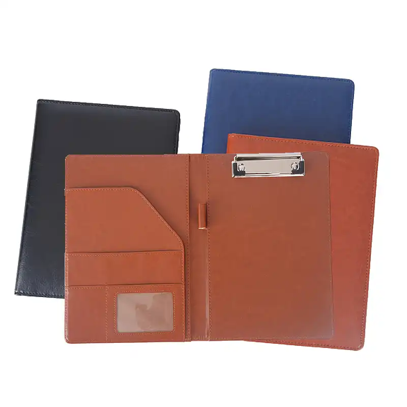A5 Clipboard Folder Portfolio Multi-Function Leather Organizer Sturdy Office Manager Clip Writing Pads Legal Paper Contract Brown 