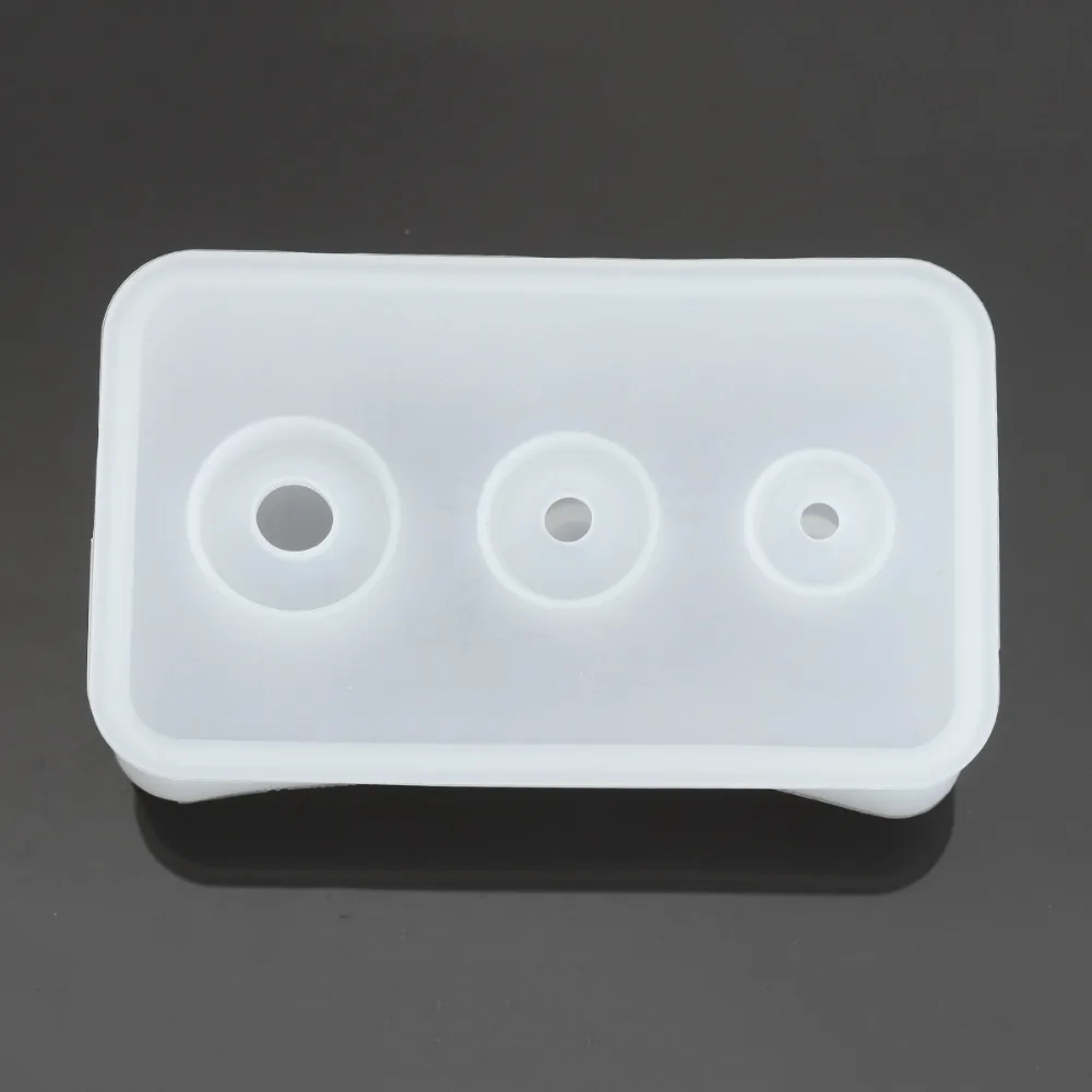 Doreen Box Silicone Resin Mold For Jewelry Making Rectangle White Geometric Round DIY Jewelry Accessories 11.5cm x 7cm, 1 Piece
