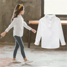 Блузки для девочек, белые рубашки для девочек, повседневная школьная блузка для девочек-подростков, одежда для девочек 6, 8, 10, 12, 14 лет, AA3997