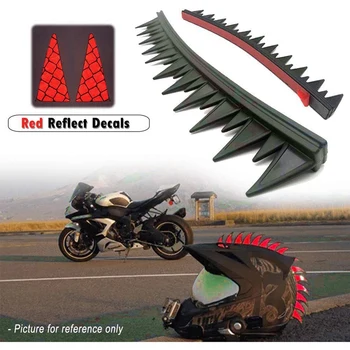 

Reflective Motorcycle Helmet Mohawk Spikes Rubber with Red Helmet Decals(Helmet Not Included)