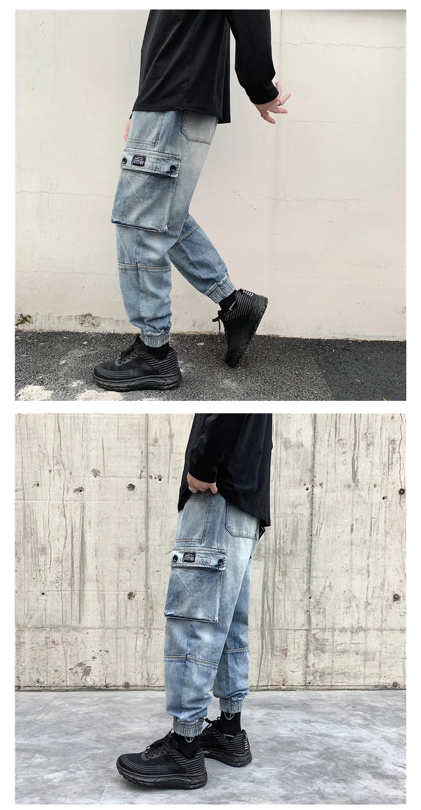 Мужские потертые свободные Стрейчевые облегающие повседневные штаны Homme Cargo Pocket джинсы байкерские джинсовые штаны высокого качества размера плюс M-2XL