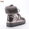 INOE 2022 New Style Leather Sheep Fur Lined Women Fashion Ankle Winter Boots Casual Snow Boots Winter Shoes Flats Waterproof ► Photo 2/6