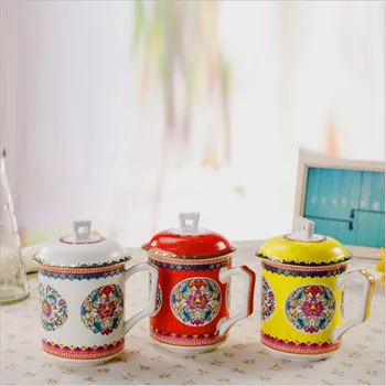 

Ceramic Tea Mugs Creative Mugs With Spoon Lid Breakfast Milk Coffee Cup Drinkware Tea Cup Kitchen Drinking Utensils 500ML