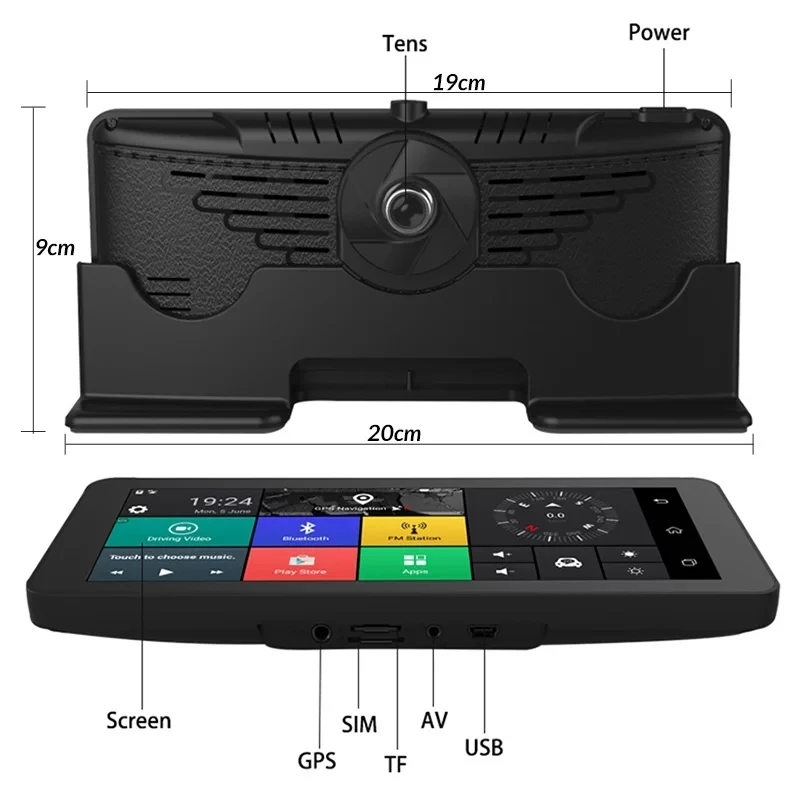 Автомобильный видеорегистратор Anfilite, 6,86 дюйма, 4G, с gps навигацией, Android 5,1, Bluetooth rom, 16 ГБ ram, 1 Гб HD, 1080 P, двойной объектив, камера для грузовика, автомобиля