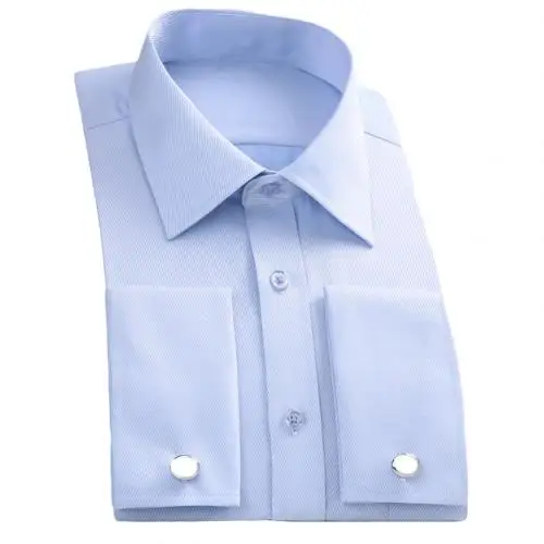 Light Blue Модные мужские французские манжеты с длинным рукавом деловая рубашка из хлопка Топ с запонками мужские рубашки летняя мода воротник блузки Топ - Цвет: Light Blue