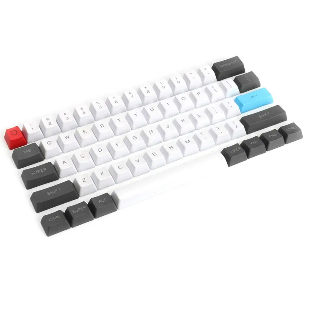 

New Mechanical keyboard key cap top printing 61 key ANSI key set OEM thick PBT key cap set for gaming keyboard office 