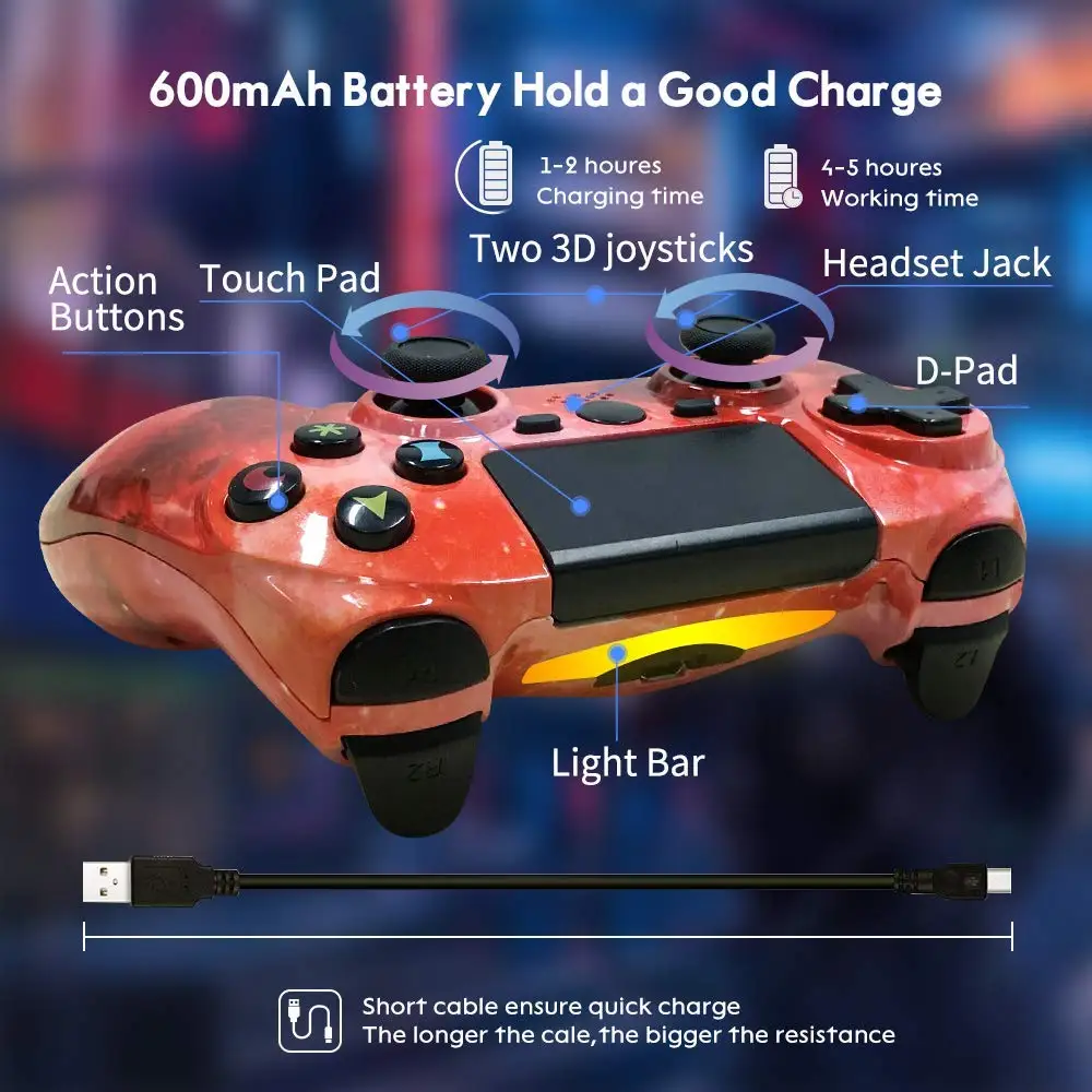 Геймпад K ISHAKO Manette PS4 с двойной вибрацией игровой джойстик 4 беспроводной