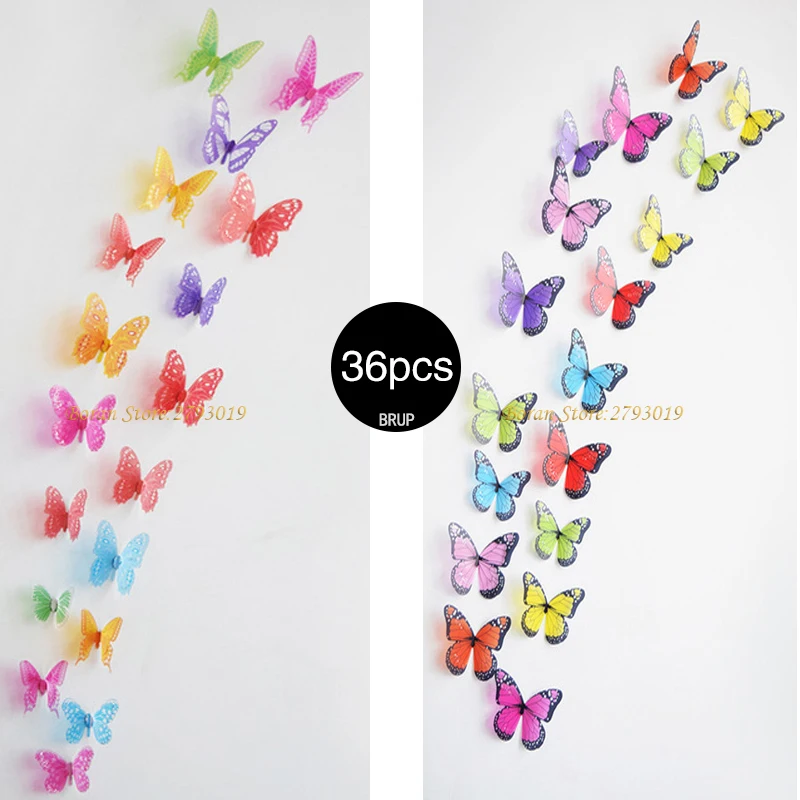 36 шт. 3D хрустальные бабочки наклейки на стену креативные бабочки с бриллиантом домашний декор Детская комната украшения художественные наклейки на стены - Цвет: 103 and 104
