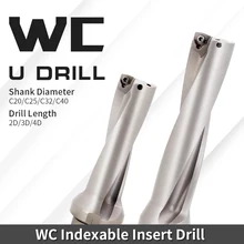 

Augusttool WC Series Indexable Drills U Drill Bits Metal Drill Insert Drill 13mm-50mm Depth 2D 3D 4D Machinery Lathes CNC Tools