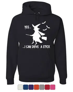 

Yes, I Can Drive a Stick Hoodie Funny Halloween Witch Sweatshirt