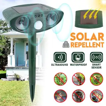 

Solar Powered Ultrasonic Repeller Animal Chaser Outdoor PIR Motion Sensor Repellent Cat Dog Fox Sonic Deterrent Scarer Repellent