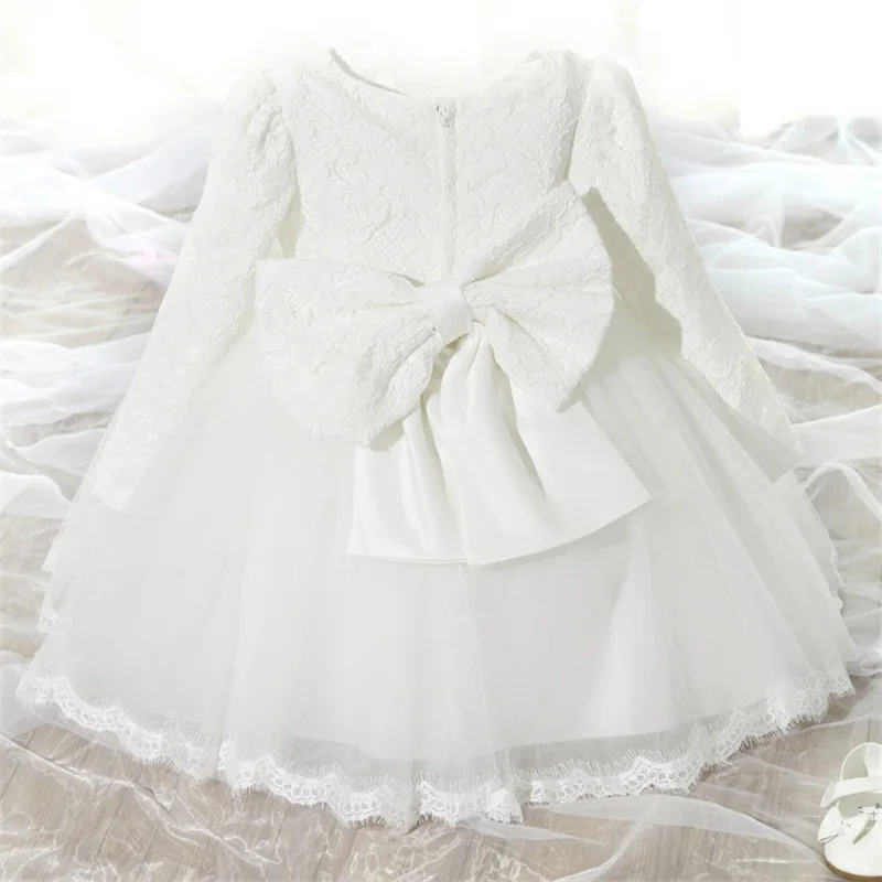 Платье для маленьких девочек Одежда для новорожденных для выпускного вечера для девочек; платья принцессы; 1 год на день рождения Одежда для девочек от 6 месяцев для новорожденных для крещения, белый цвет