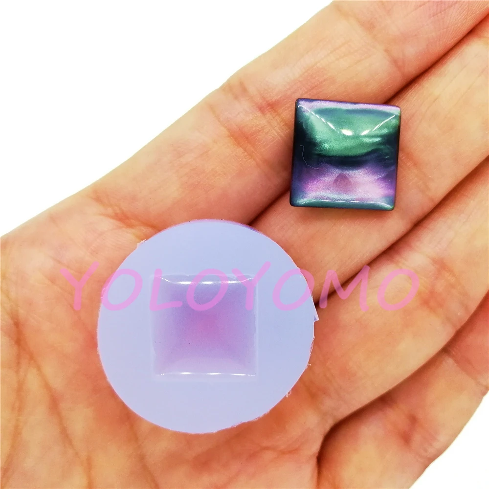 

B373YL 13.8mm Square Cabochon for Earrings Rings Necklace Silicone Mold Resin Art Jewelry Making Fondant Decorating FOOD SAFE