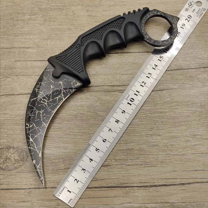 Black Stripe CS GO коготь счетчика удара Karambit нож шеи нож с оболочкой зуб тигра настоящая игра нож Радуга Кемпинг Фиксированное Лезвие Нож - Цвет: Black Stripe