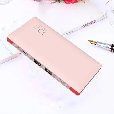 Band New power Bank 10000 мАч ультратонкий с двойными кабелями портативный зарядный внешний аккумулятор для Xiaomi Iphone 11 - Цвет: Rose gold