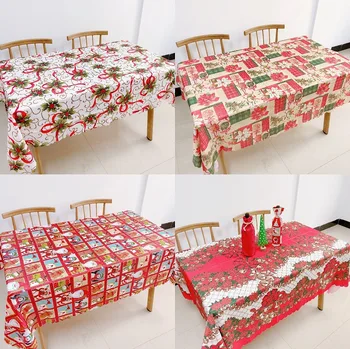 

2021 Christmas Tablecloth Kitchen Dining Table Decorations New Year Home Rectangular Party Table Covers Christmas Ornaments