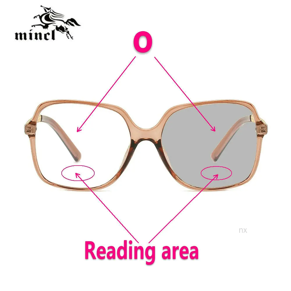 MINCL/, Мультифокальные очки для чтения, для мужчин и женщин, квадратный двойной светильник, защита от солнца, фотохромные диоптрии дальнозоркости, уф400, с коробкой, NX